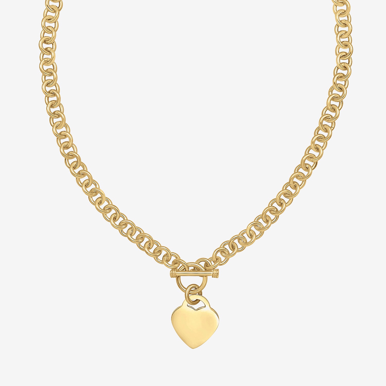 Unisex Adult 14K Gold Over Silver Heart 18 Inch Pendant Necklace