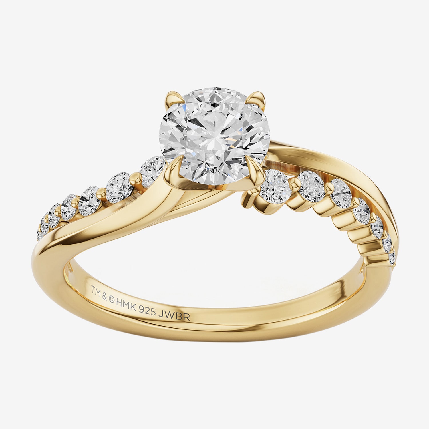 Hallmark Signature Fine Jewelry (G / Si2) Womens 1 CT. T.W. Lab Grown White Diamond Sterling Silver Round Side Stone Engagement Ring