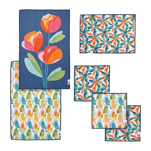 Ritz Microfiber Waffle Bird Combo 6-pc. Kitchen Towel In Multiple Colors