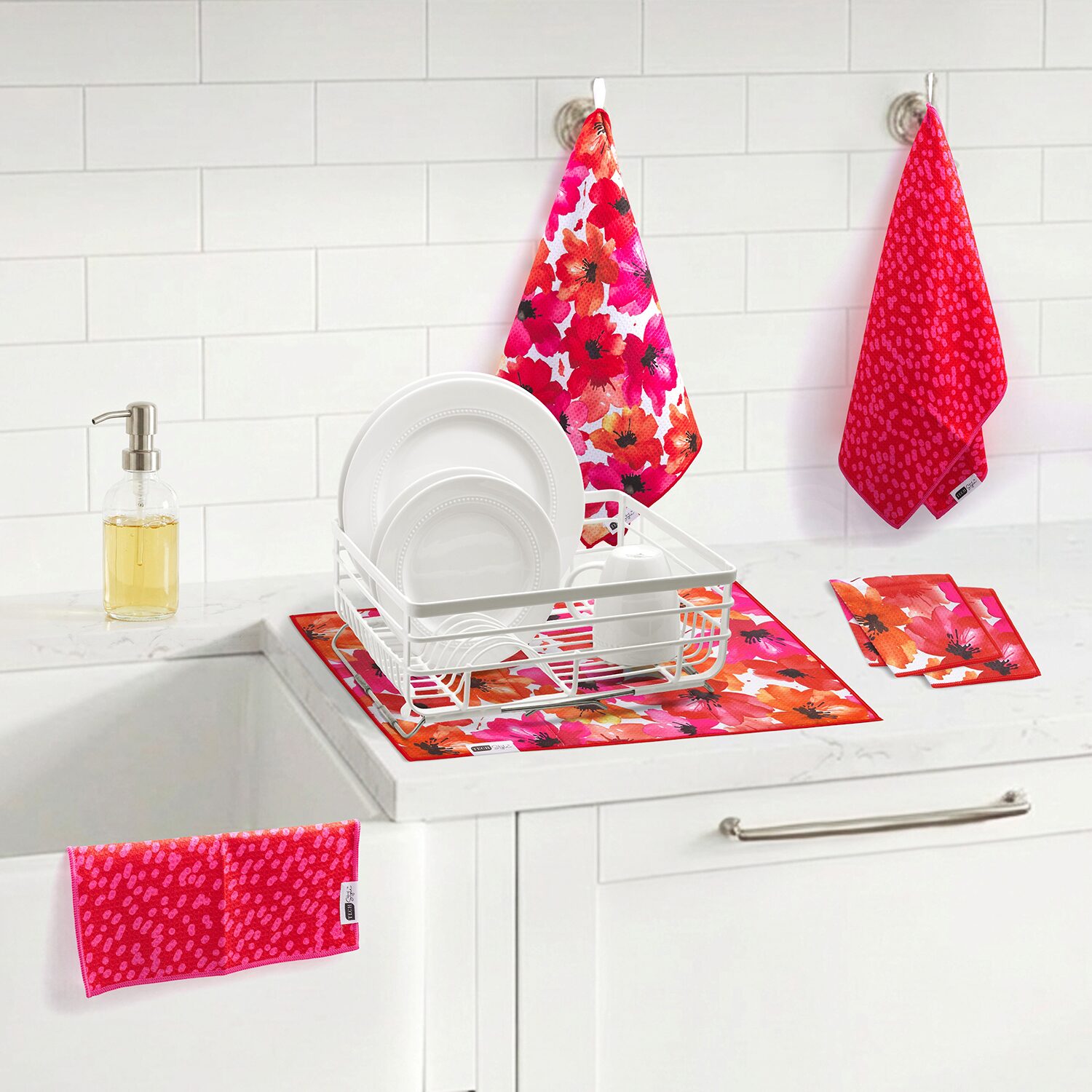 Ritz Microfiber  Waffle Poppy Combo 6-pc. Kitchen Towel