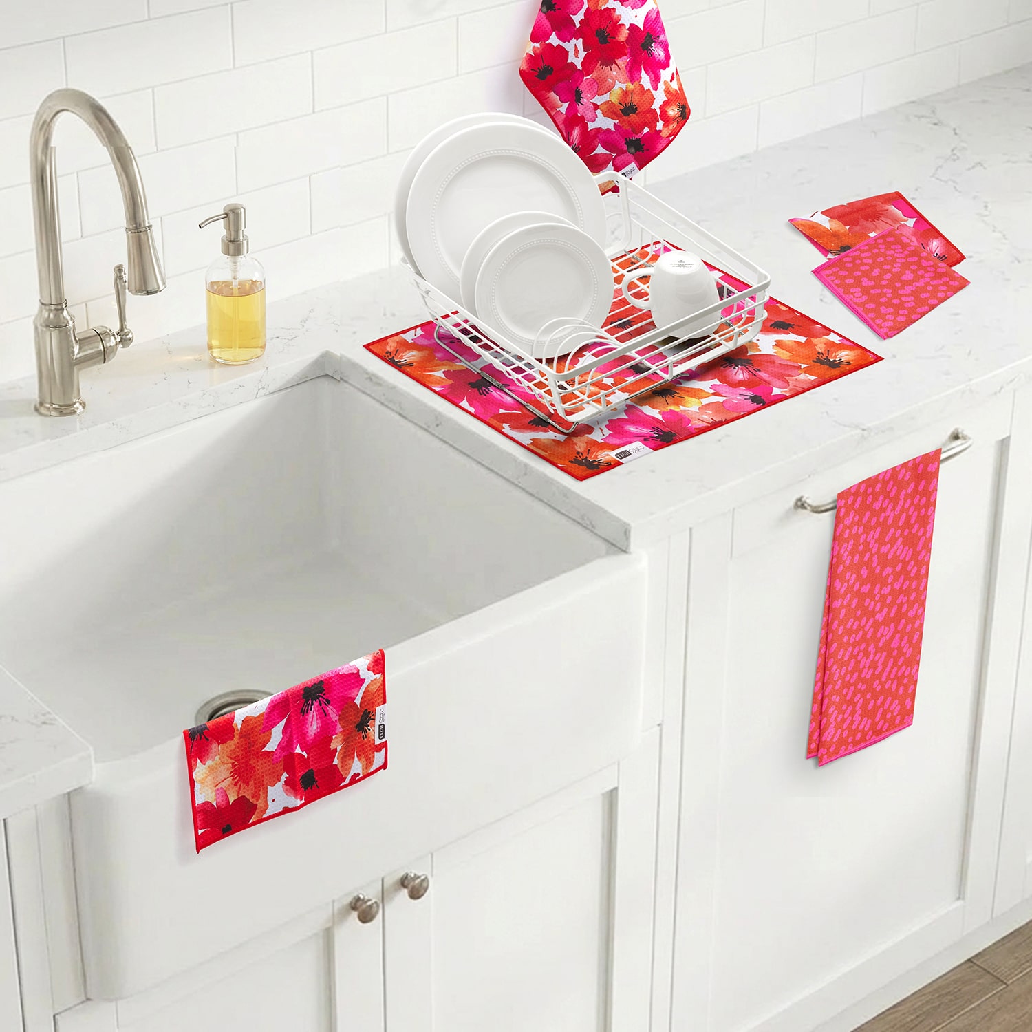 Ritz Microfiber  Waffle Poppy & Long Dots 6-pc. Dish Cloth