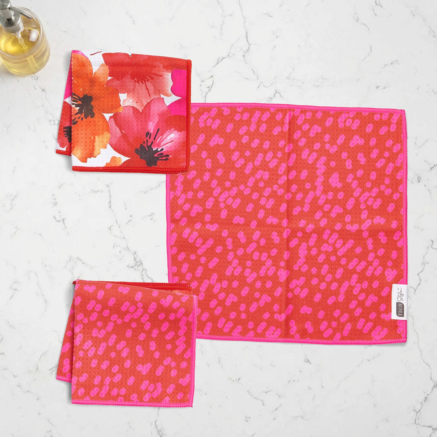 Ritz Microfiber  Waffle Poppy & Long Dots 6-pc. Dish Cloth
