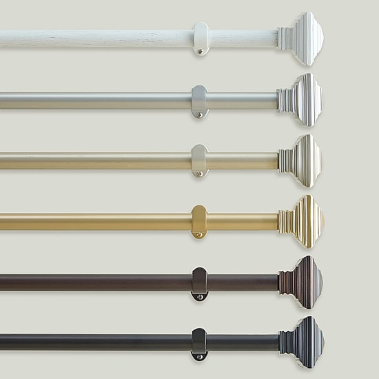 Florence 1-Inch Adjustable Decorative Single Curtain Rod with Stacked Square Finials