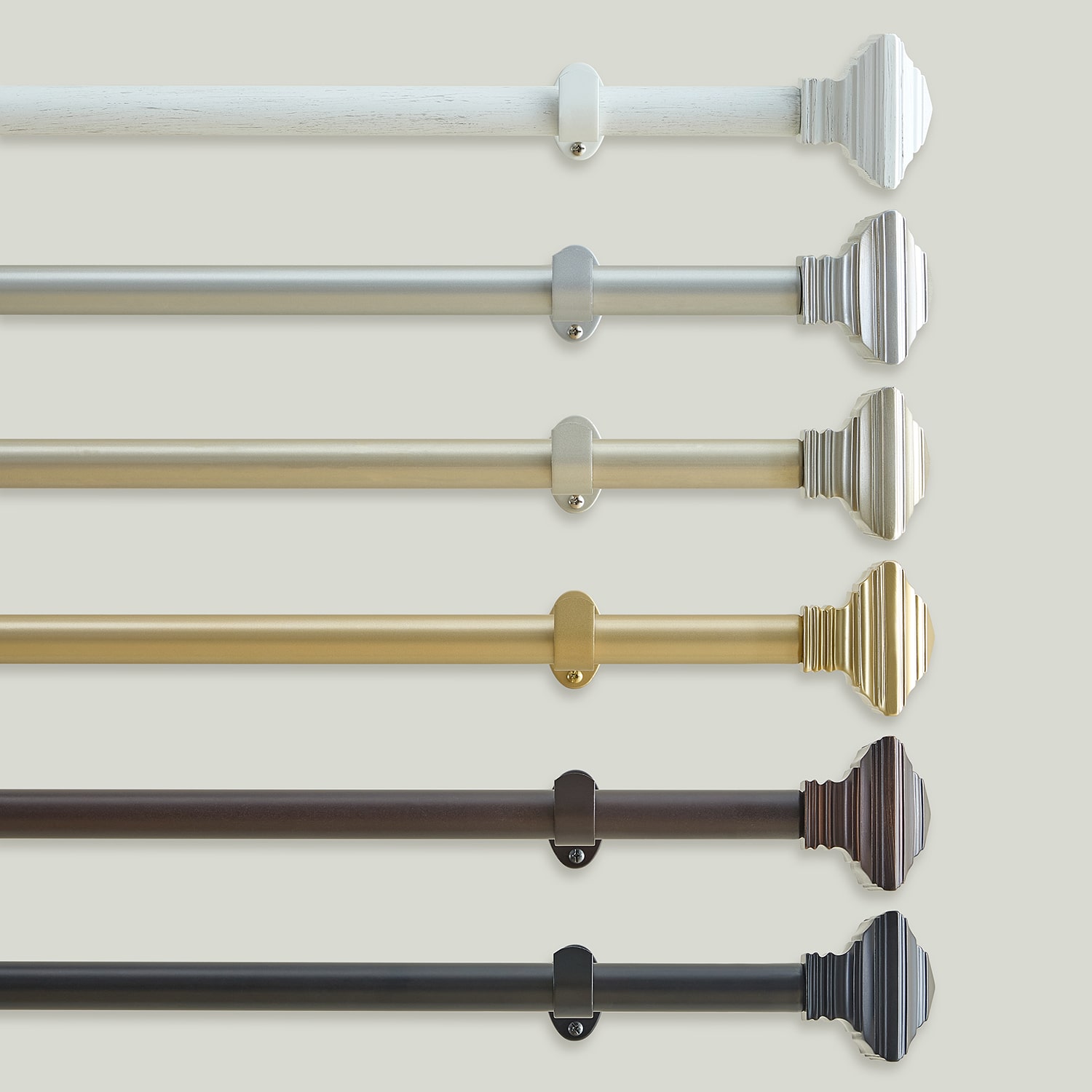 Florence 1-Inch Adjustable Decorative Single Curtain Rod with Stacked Square Finials