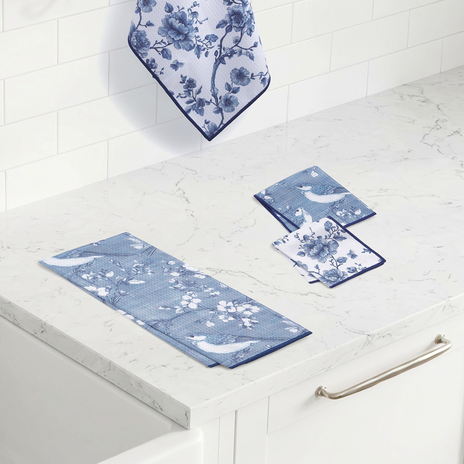 Ritz Microfiber  Waffle Birds Blooms 2-pc. Kitchen Towel