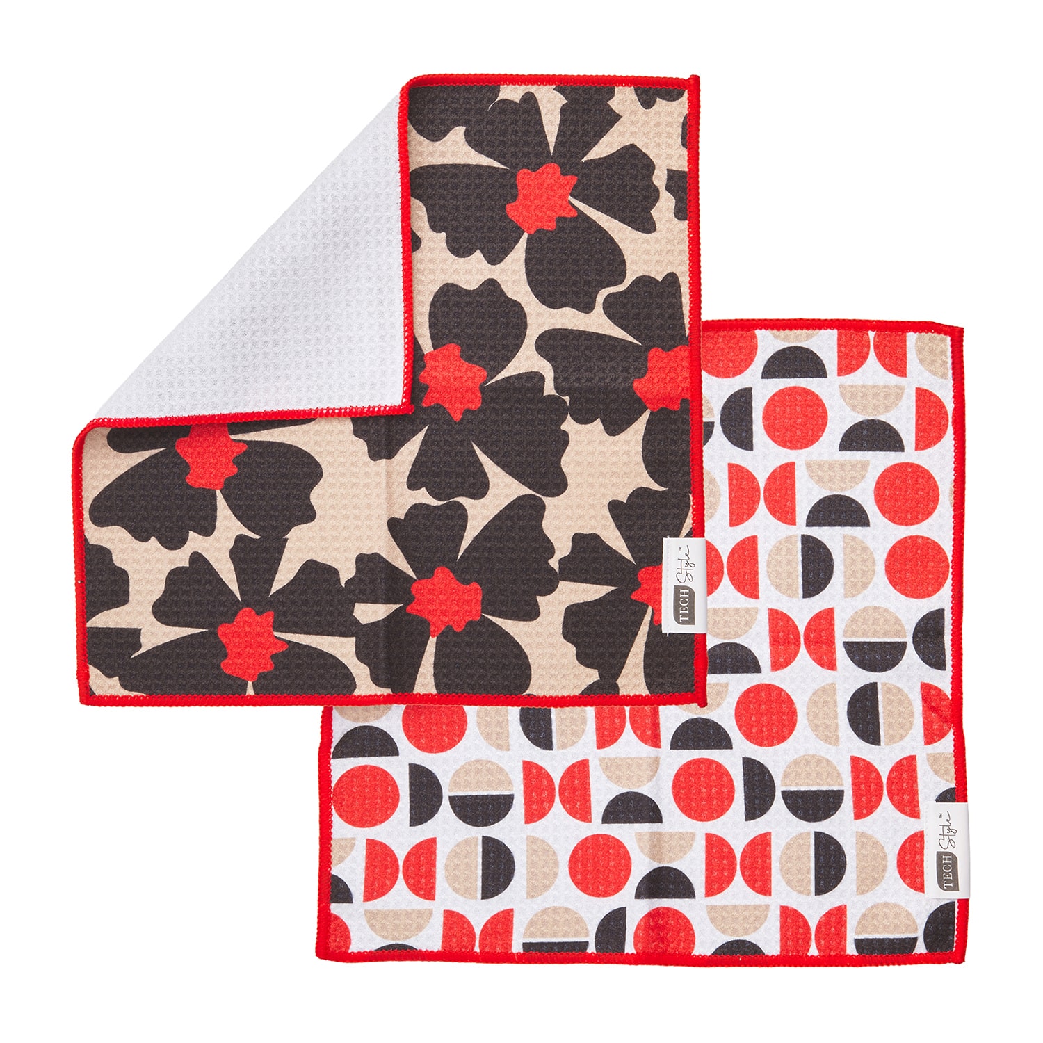 Ritz Microfiber  Waffle Black Flowers & Moons 6-pc. Dish Cloth
