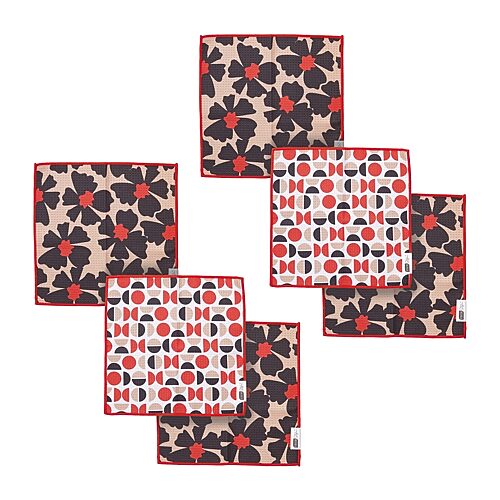 Ritz Microfiber Waffle Black Flowers & Moons 6-pc. Dish Cloth In Multiple Colors