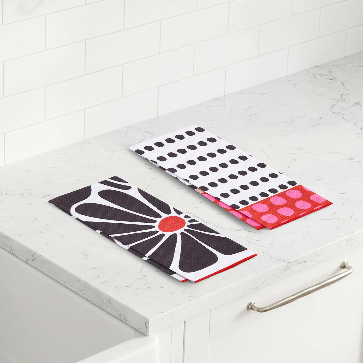 Ritz Microfiber  Waffle Flower & Dots 2-pc. Kitchen Towel