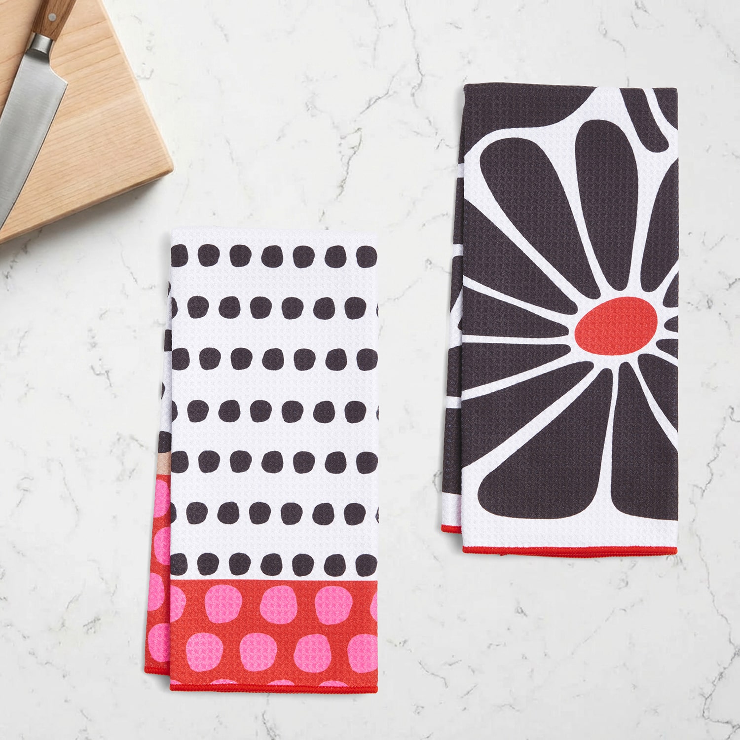 Ritz Microfiber  Waffle Flower & Dots 2-pc. Kitchen Towel
