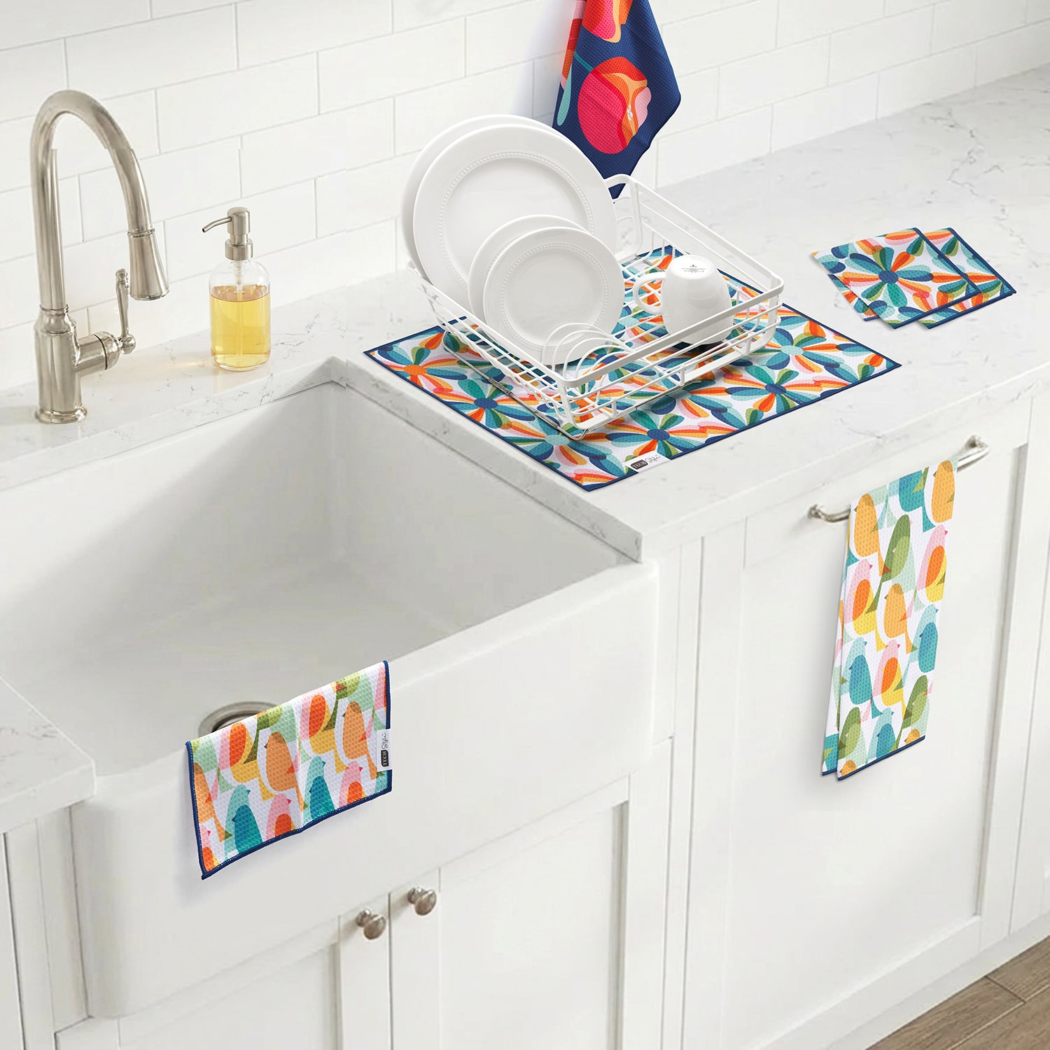 Ritz Microfiber  Waffle Flowers Birds 2-pc. Kitchen Towel
