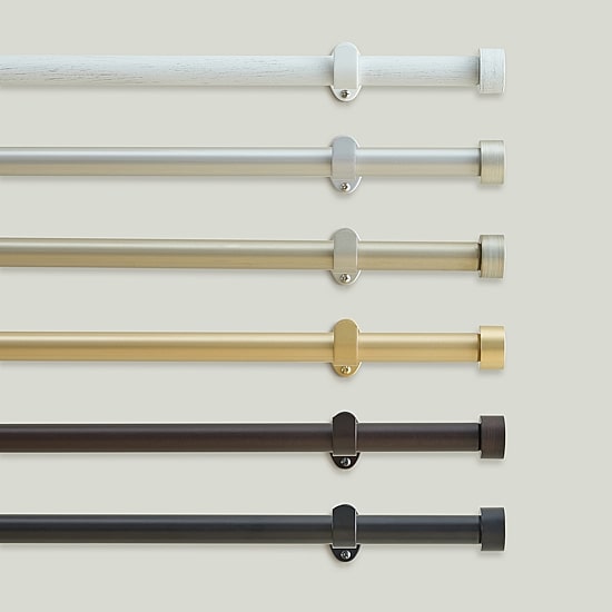 Serena 1-Inch Adjustable Single Curtain Rod with End Cap Finials