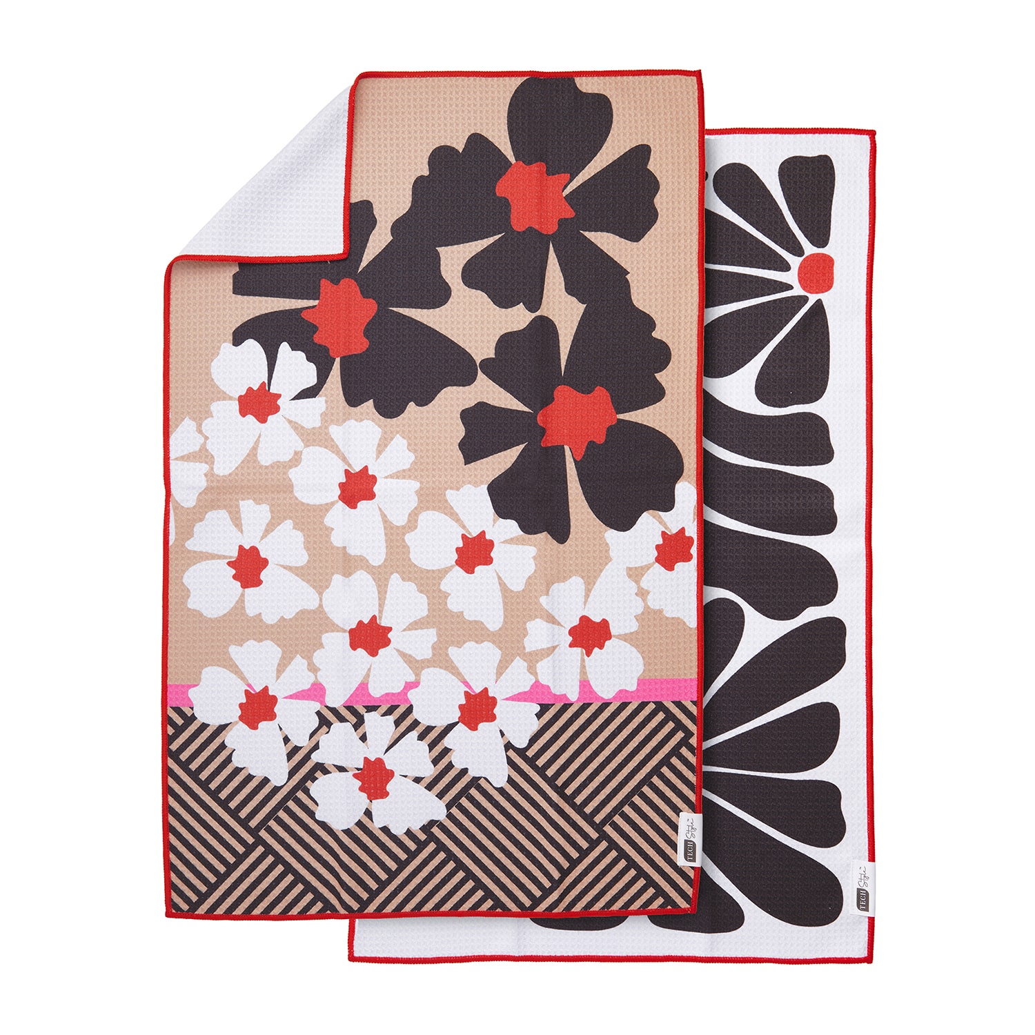 Ritz Microfiber  Waffle Black Flowers & Moons 2-pc. Kitchen Towel