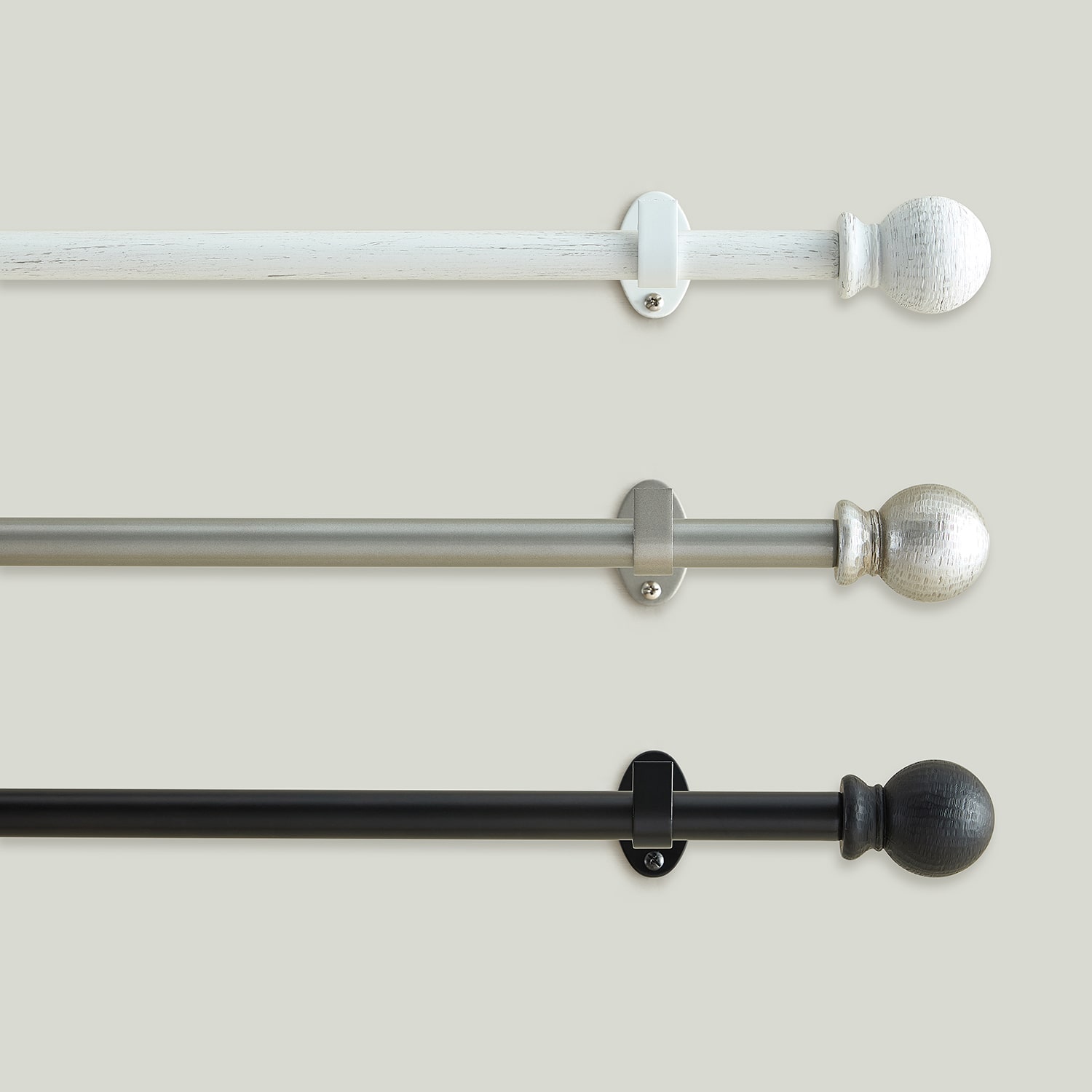 Farmhouse Ball 3/4-Inch Adjustable Decorative Window Curtain Rod