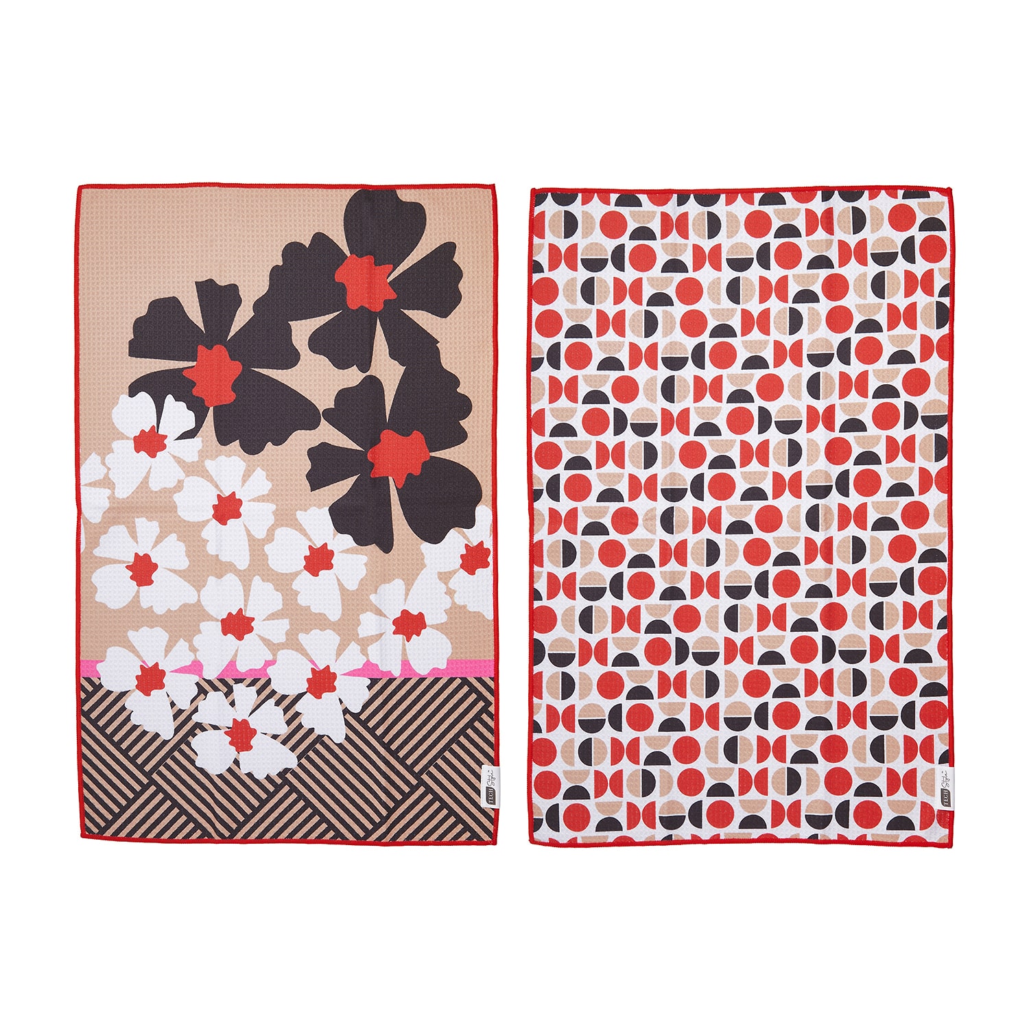 Ritz Microfiber  Waffle Black Flowers & Moons 2-pc. Kitchen Towel