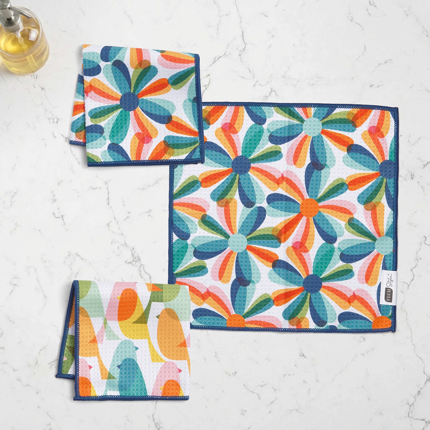 Ritz Microfiber  Waffle Flowers & Birds 6-pc. Dish Cloth