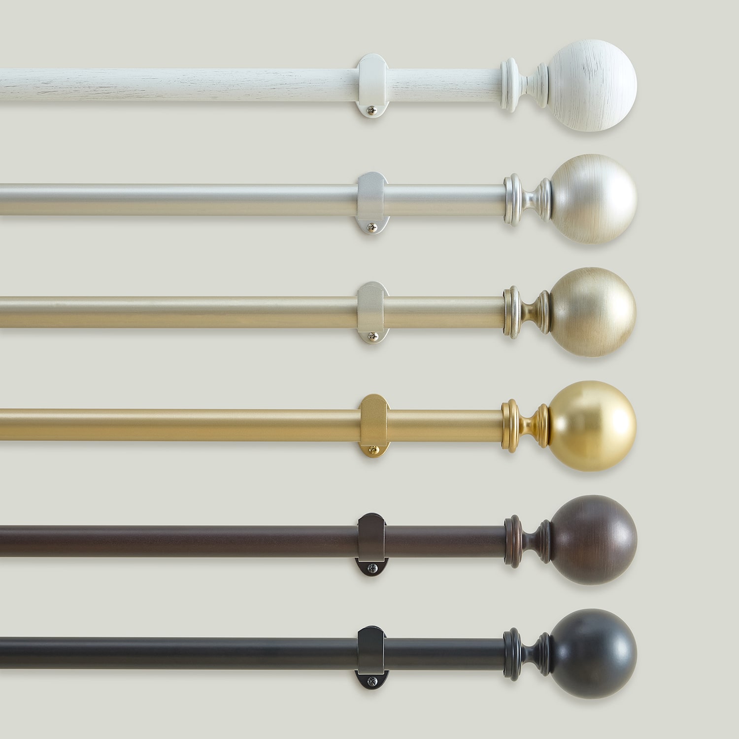 Cordelia 1-Inch Adjustable Decorative Single Curtain Rod with Globe Ball Finials