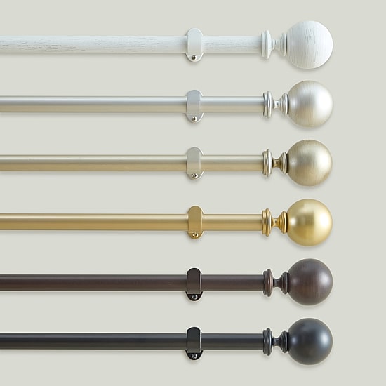 Cordelia 1-Inch Adjustable Decorative Single Curtain Rod with Globe Ball Finials