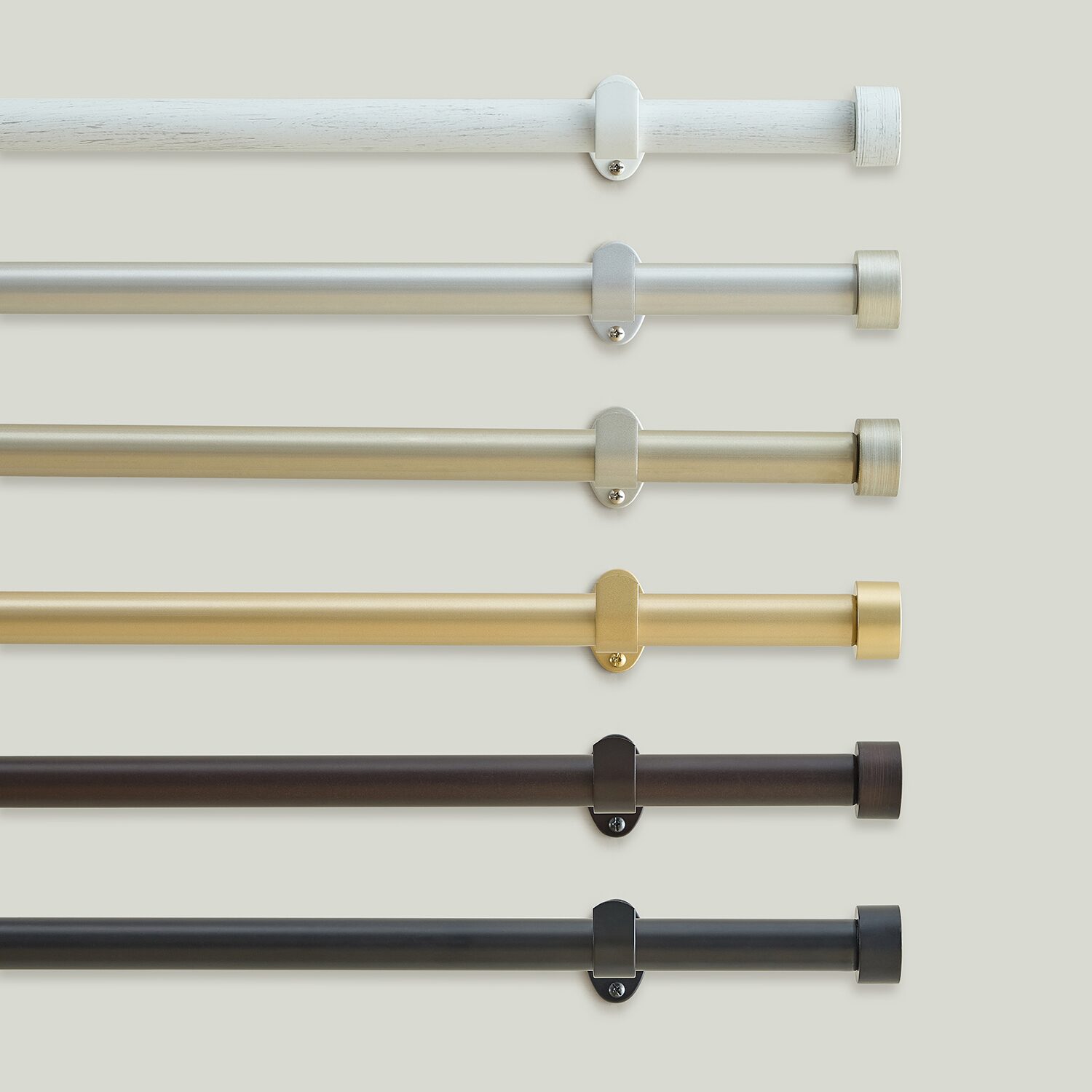 Serena 1-Inch Adjustable Single Curtain Rod with End Cap Finials