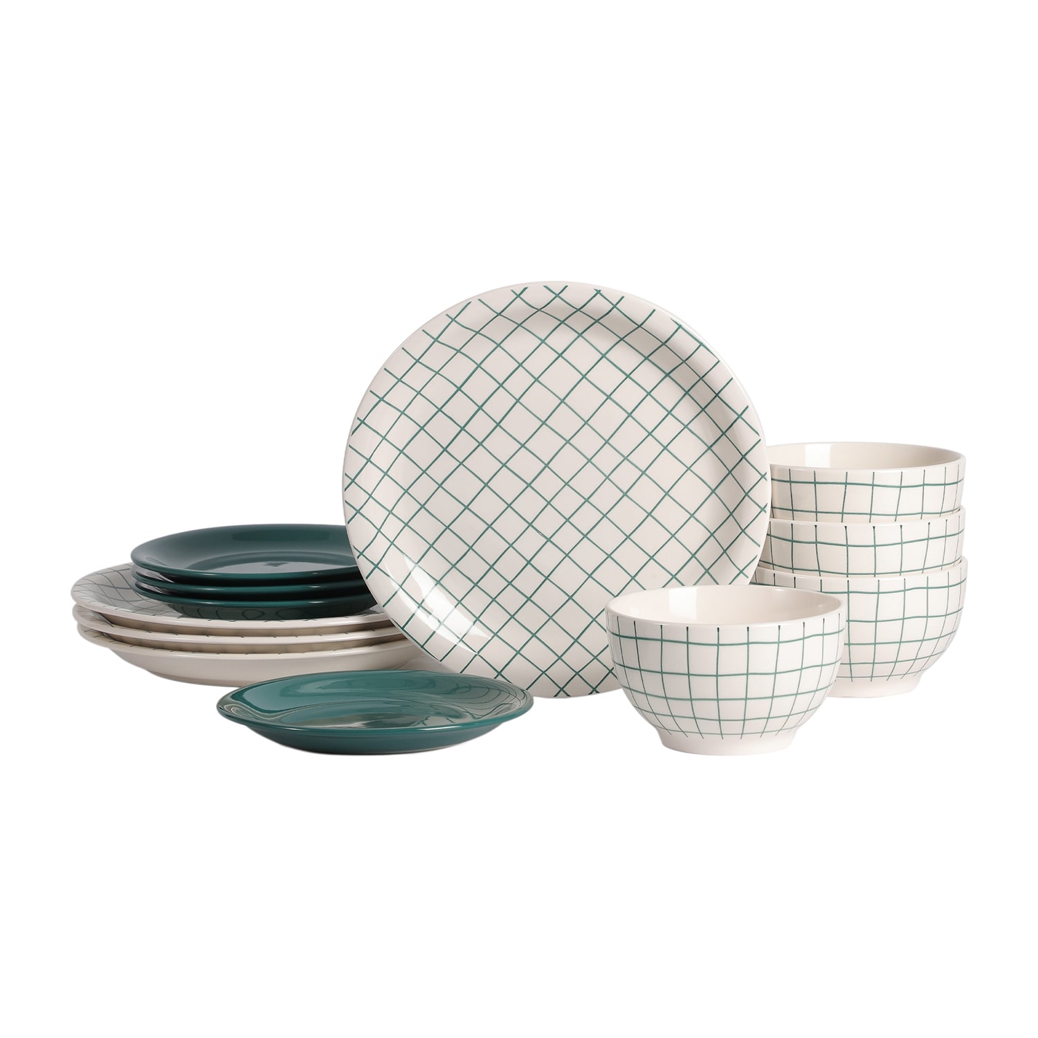 Stone + Lain Ash 12-pc. Stoneware Dinnerware Set, Color: Green - JCPenney