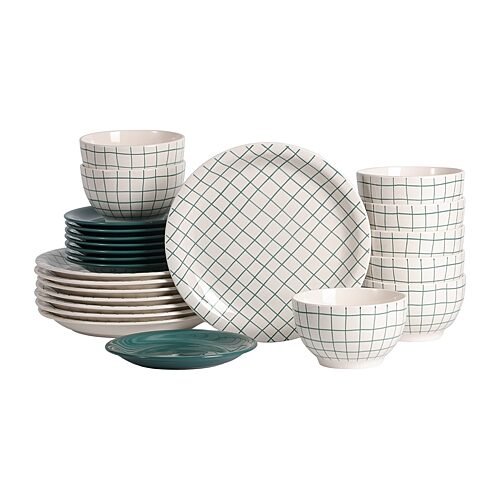 Stone Lain Ash 24-pc. Stoneware Dinnerware Set In Green