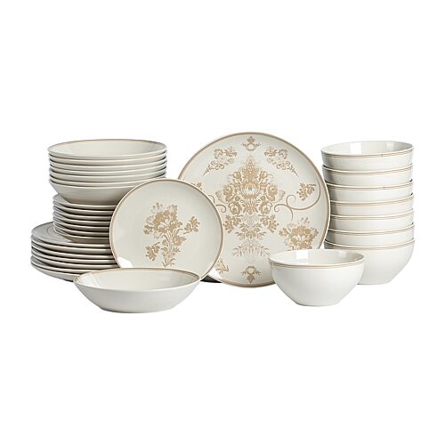 Stone Lain Opal 32-pc. Stoneware Dinnerware Set In Beige