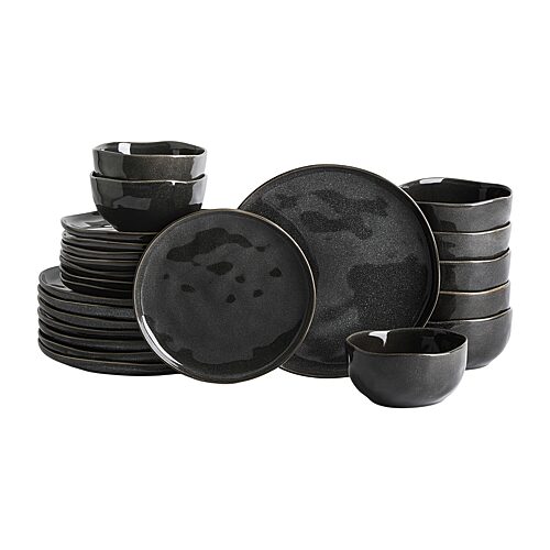 Stone Lain Mirella 24-pc. Stoneware Dinnerware Set In Black