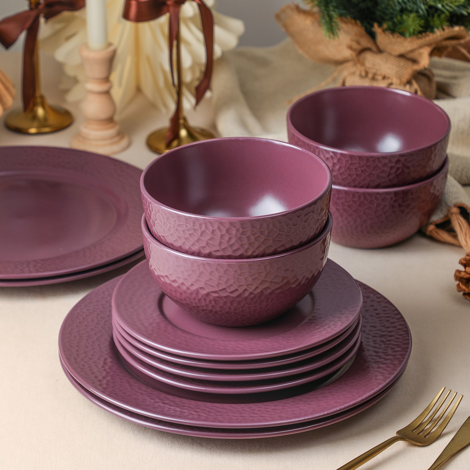 Stone + Lain Topaz -pc. Stoneware Dinnerware Set