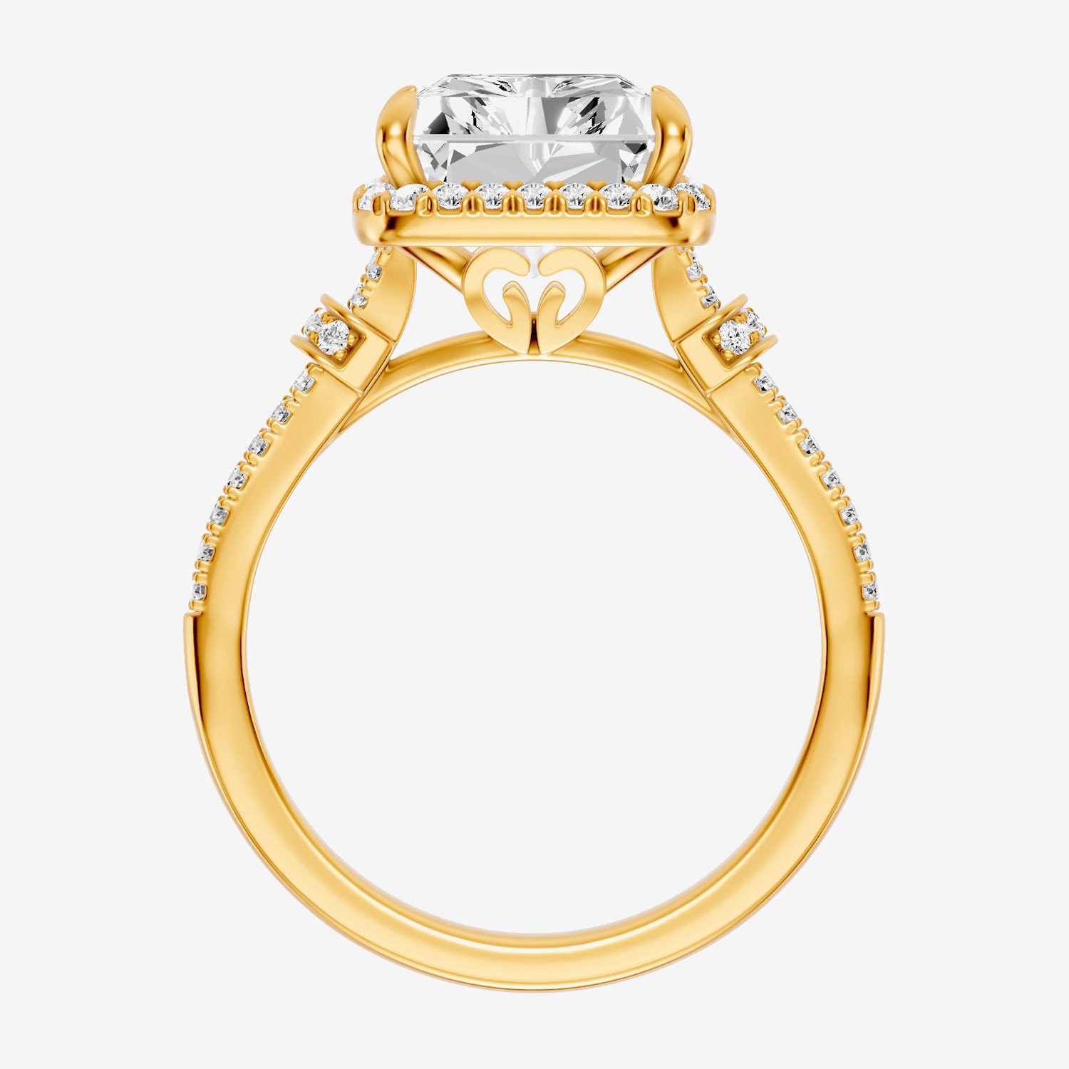 (F / Vs2) Womens 6 CT. T.W. Lab Grown White Diamond 14K Gold Rectangular Side Stone Halo Engagement Ring
