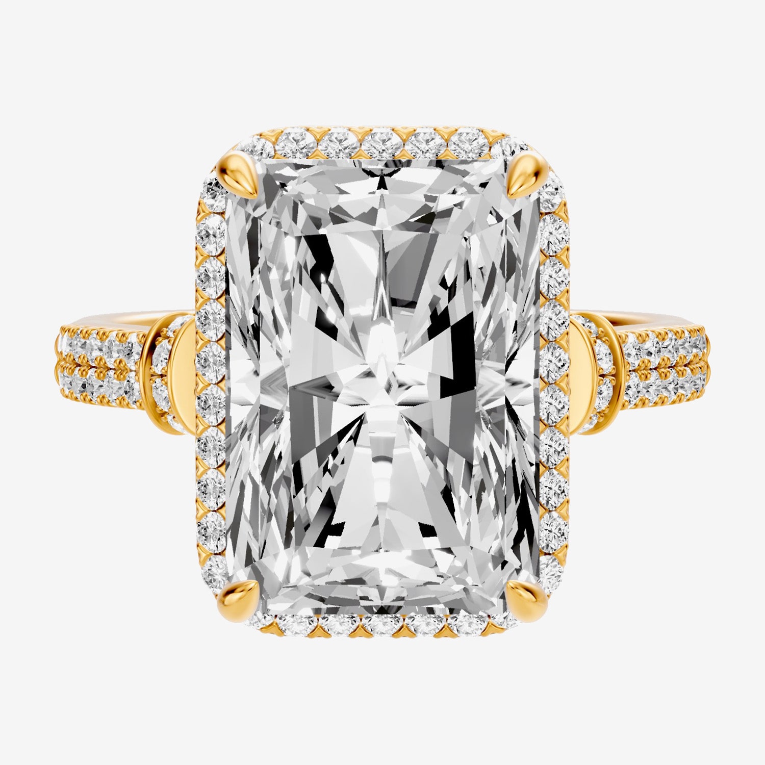 (F / Vs2) Womens 6 CT. T.W. Lab Grown White Diamond 14K Gold Rectangular Side Stone Halo Engagement Ring