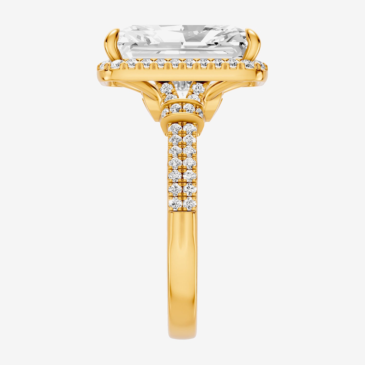 (F / Vs2) Womens 6 CT. T.W. Lab Grown White Diamond 14K Gold Rectangular Side Stone Halo Engagement Ring