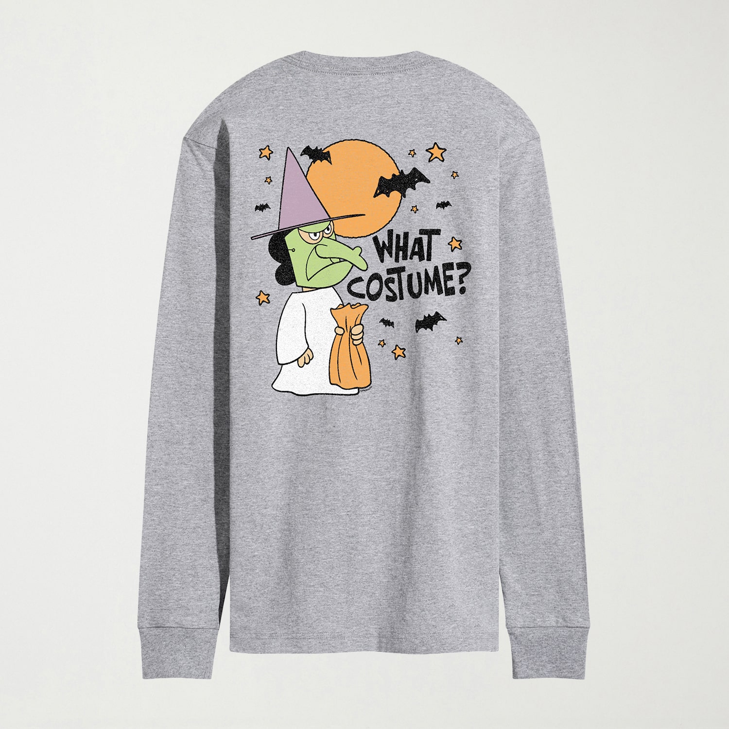 What Costume Witch Mens Crew Neck Long Sleeve Regular Fit Peanuts Big and Tall Graphic T-Shirt