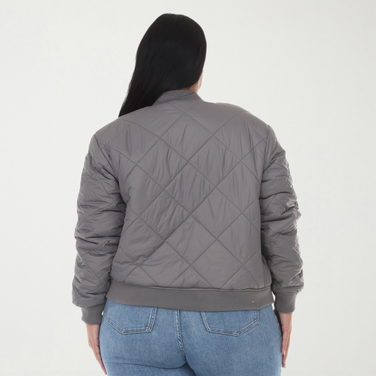 White Mark Fall-Winter Womens Plus Water Resistant Midweight Bomber Jacket