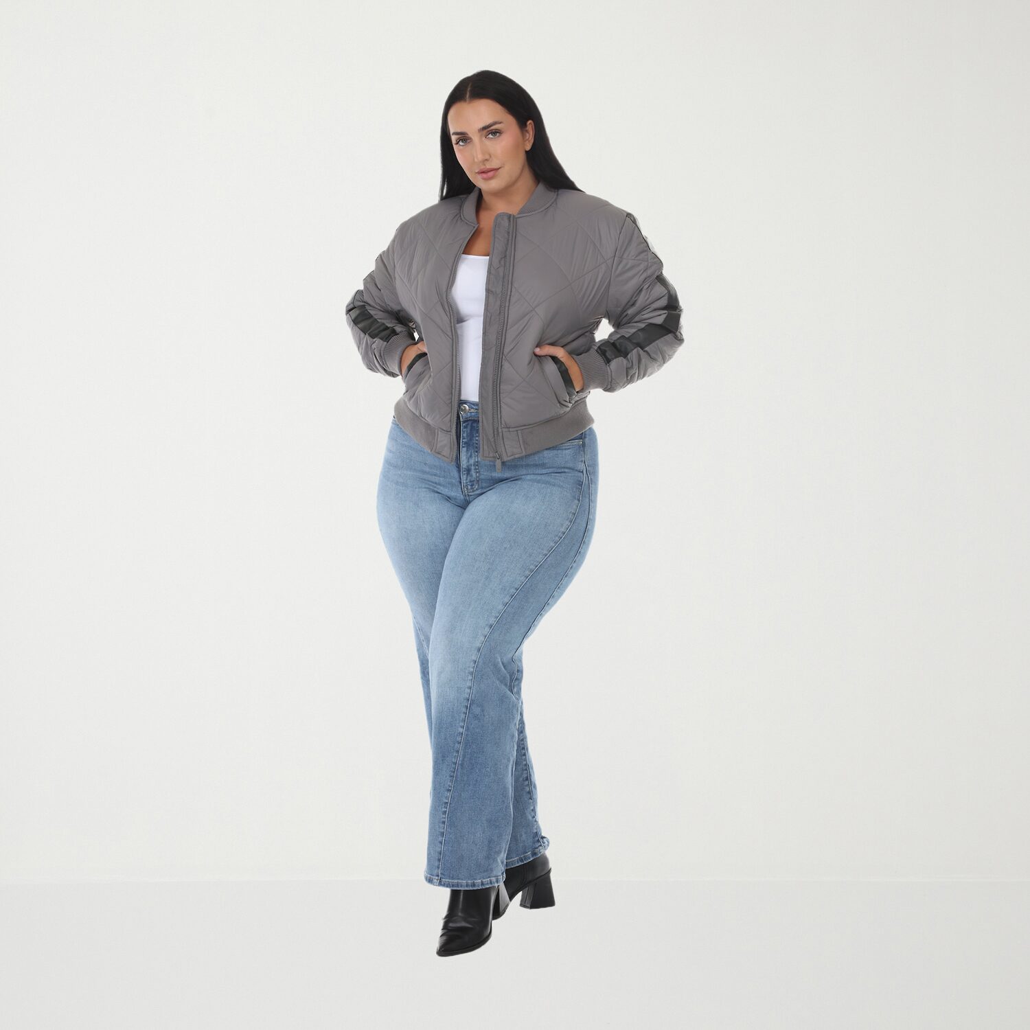 White Mark Fall-Winter Womens Plus Water Resistant Midweight Bomber Jacket