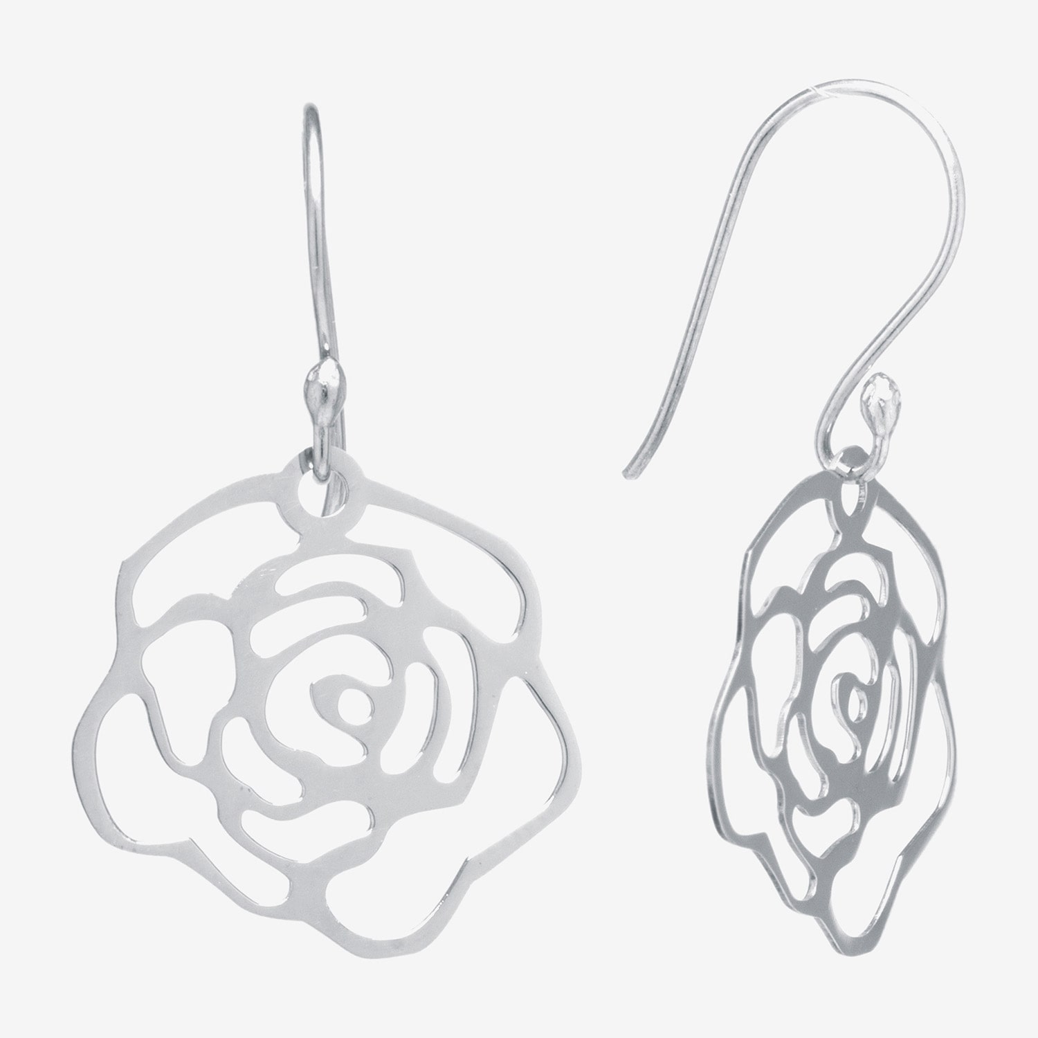 Silver Treasures Womens Sterling Silver Flower Drop Earrings