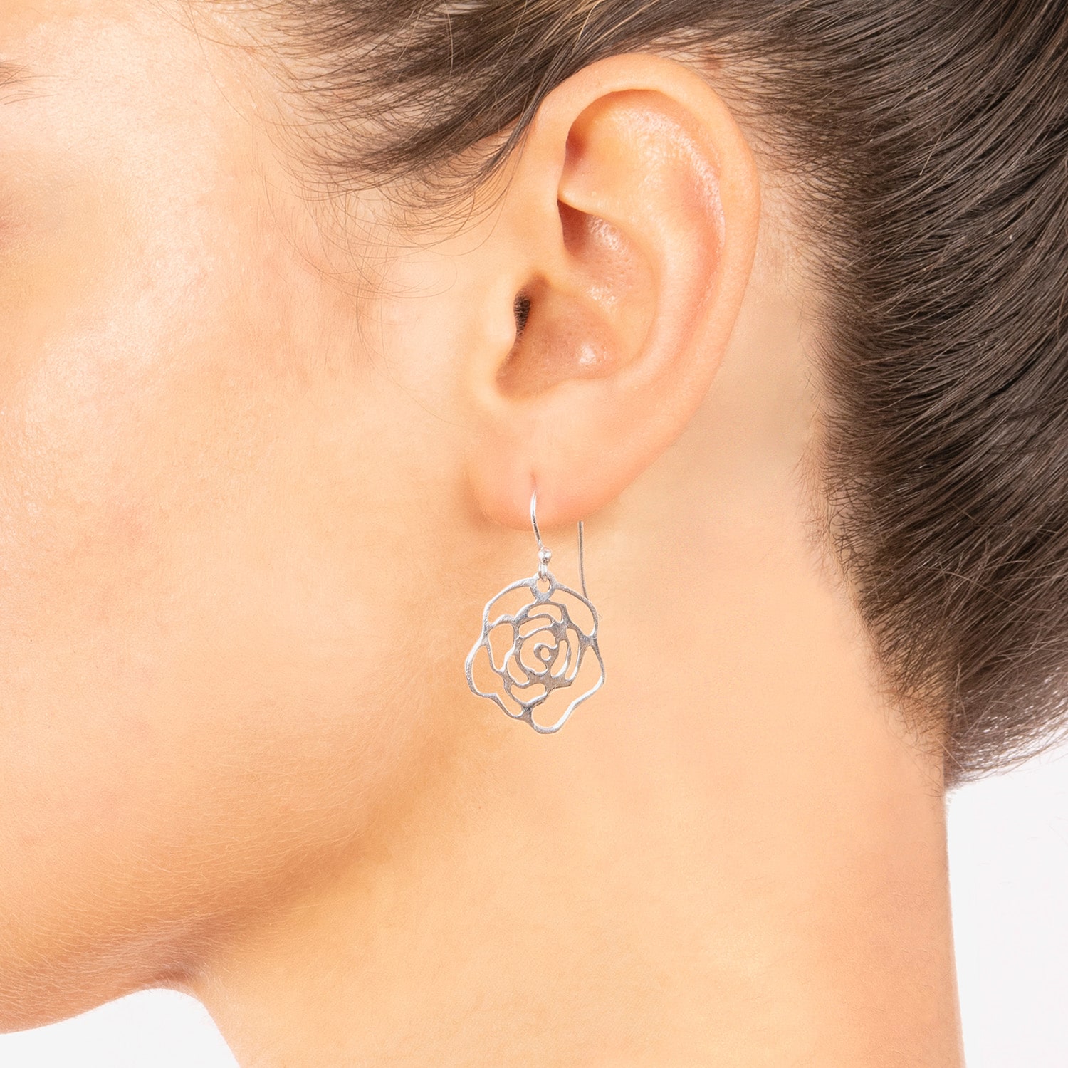 Silver Treasures Womens Sterling Silver Flower Drop Earrings