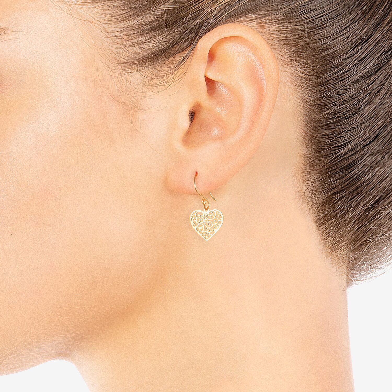 Silver Treasures Womens 14K Gold Over Silver Heart Drop Earrings