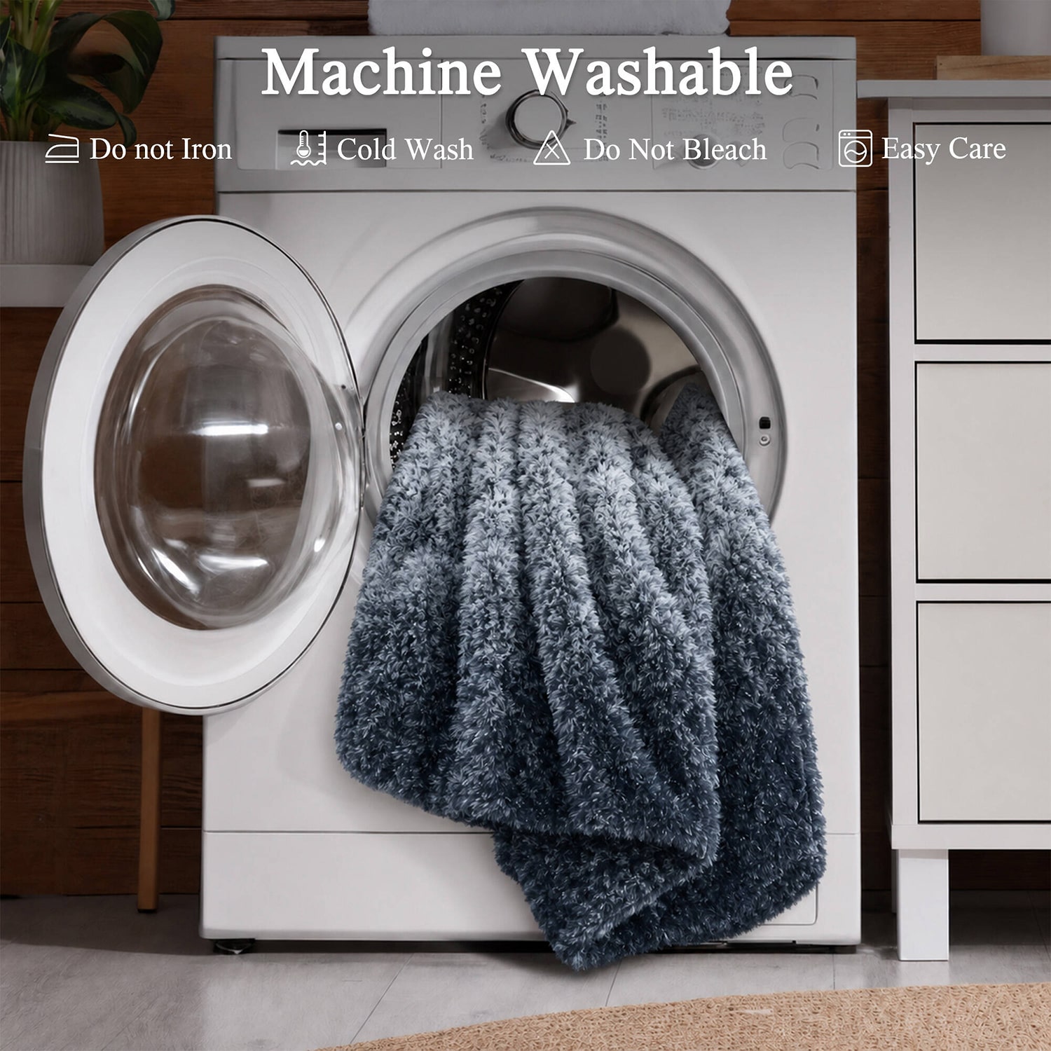 Madison Park Ombre Knit Faux Fur Throw