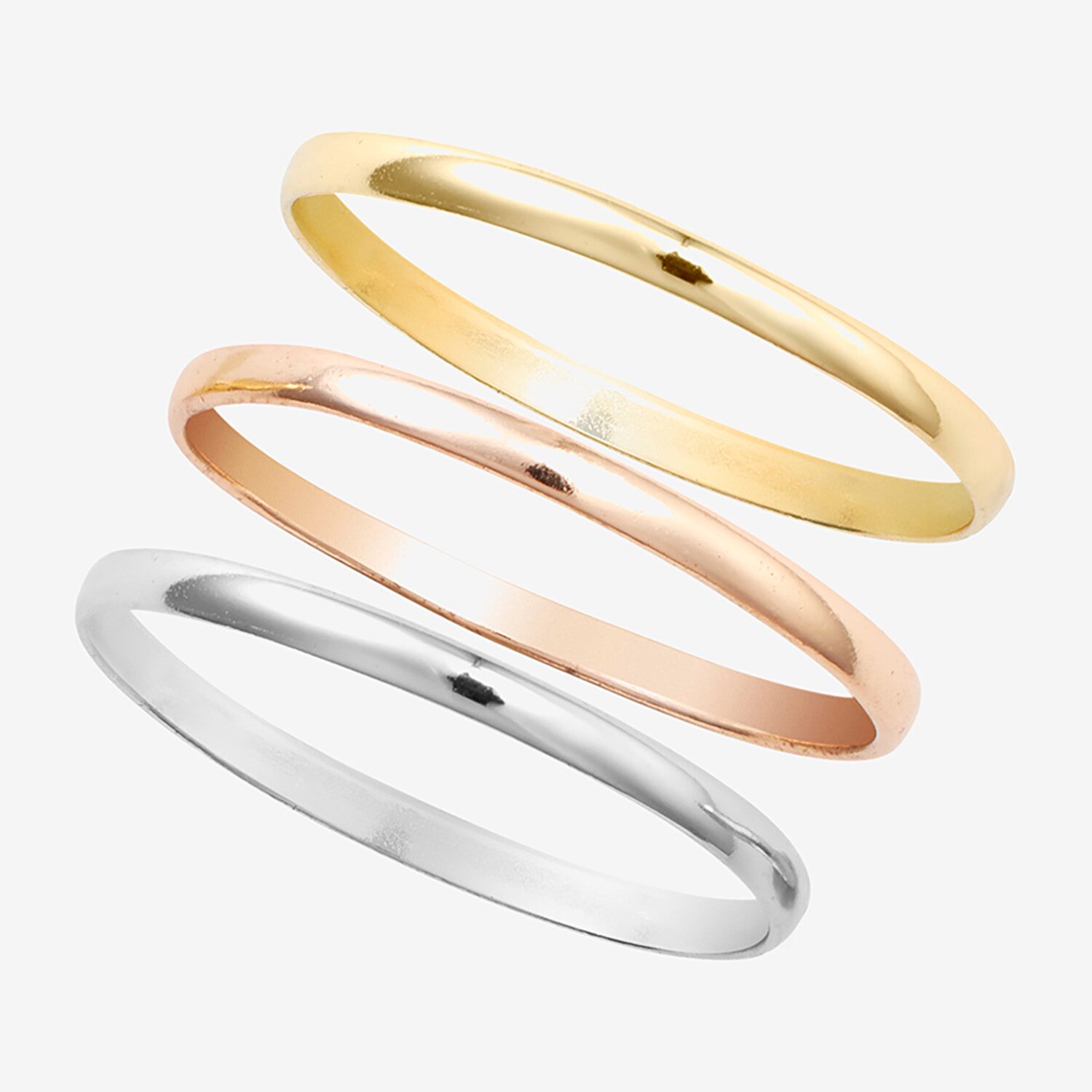 Silver Treasures Womens 14K Gold Over Silver 14K Rose Gold Over Silver Ring Set