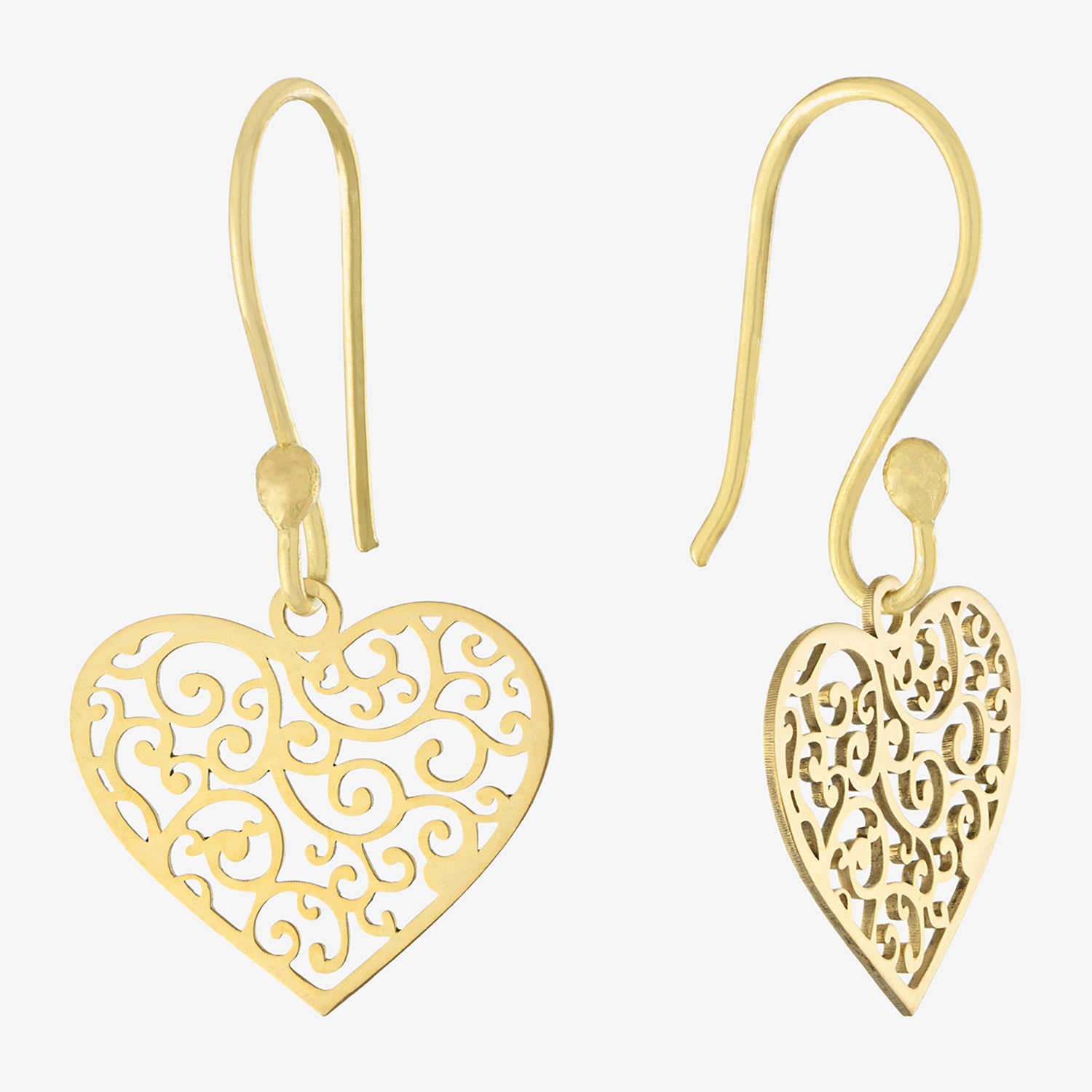 Silver Treasures Womens 14K Gold Over Silver Heart Drop Earrings
