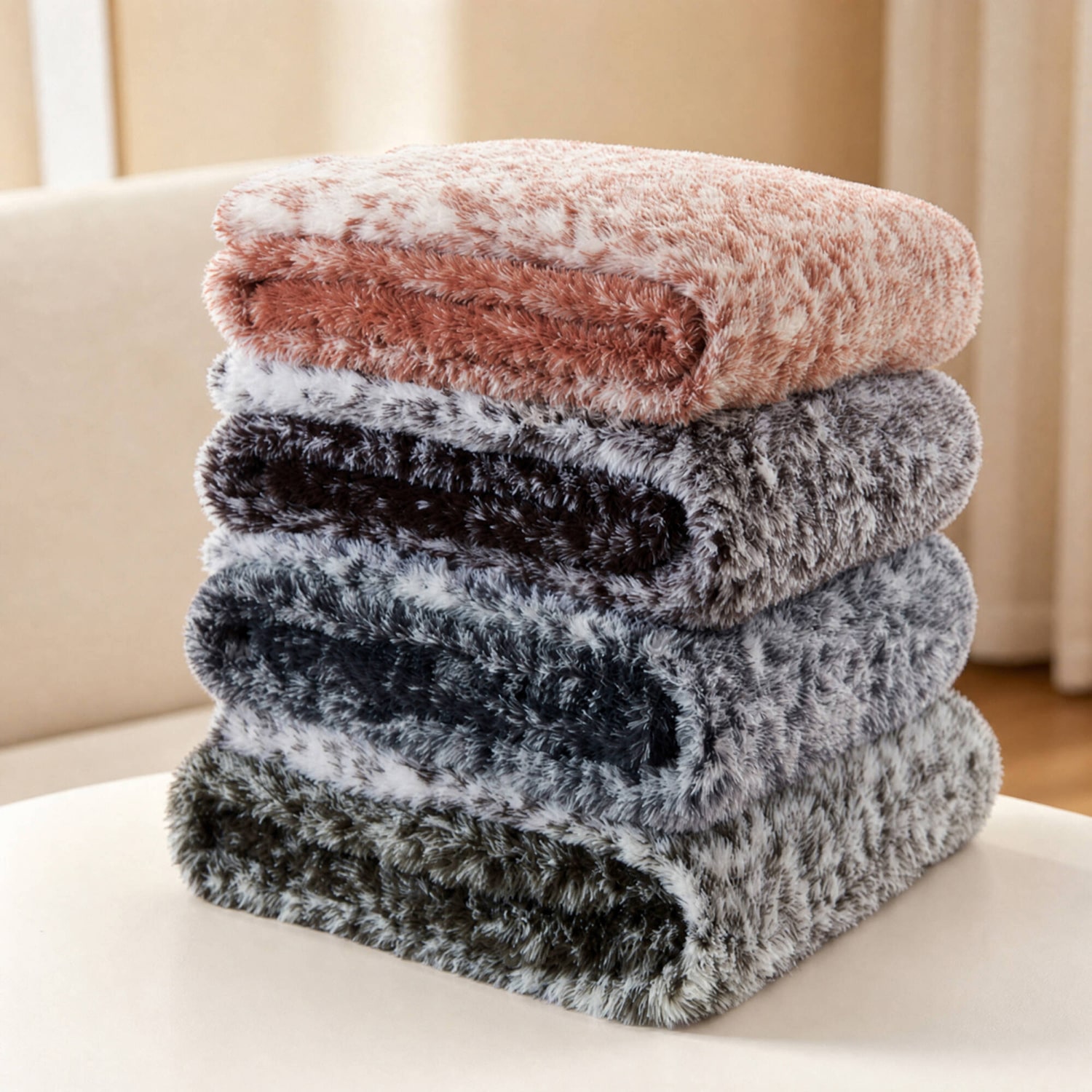 Madison Park Ombre Knit Faux Fur Throw