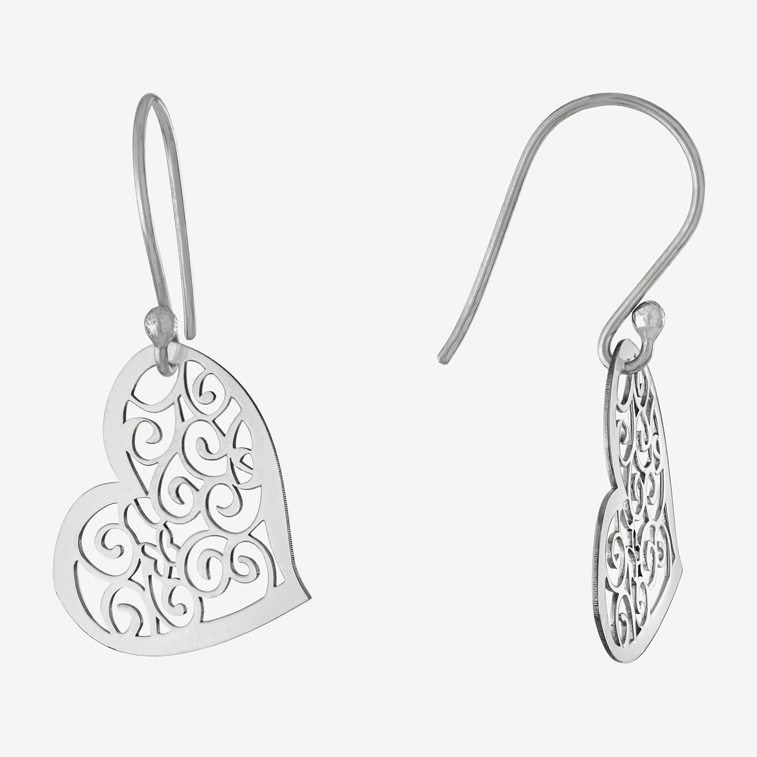 Silver Treasures Womens Sterling Silver Heart Drop Earrings