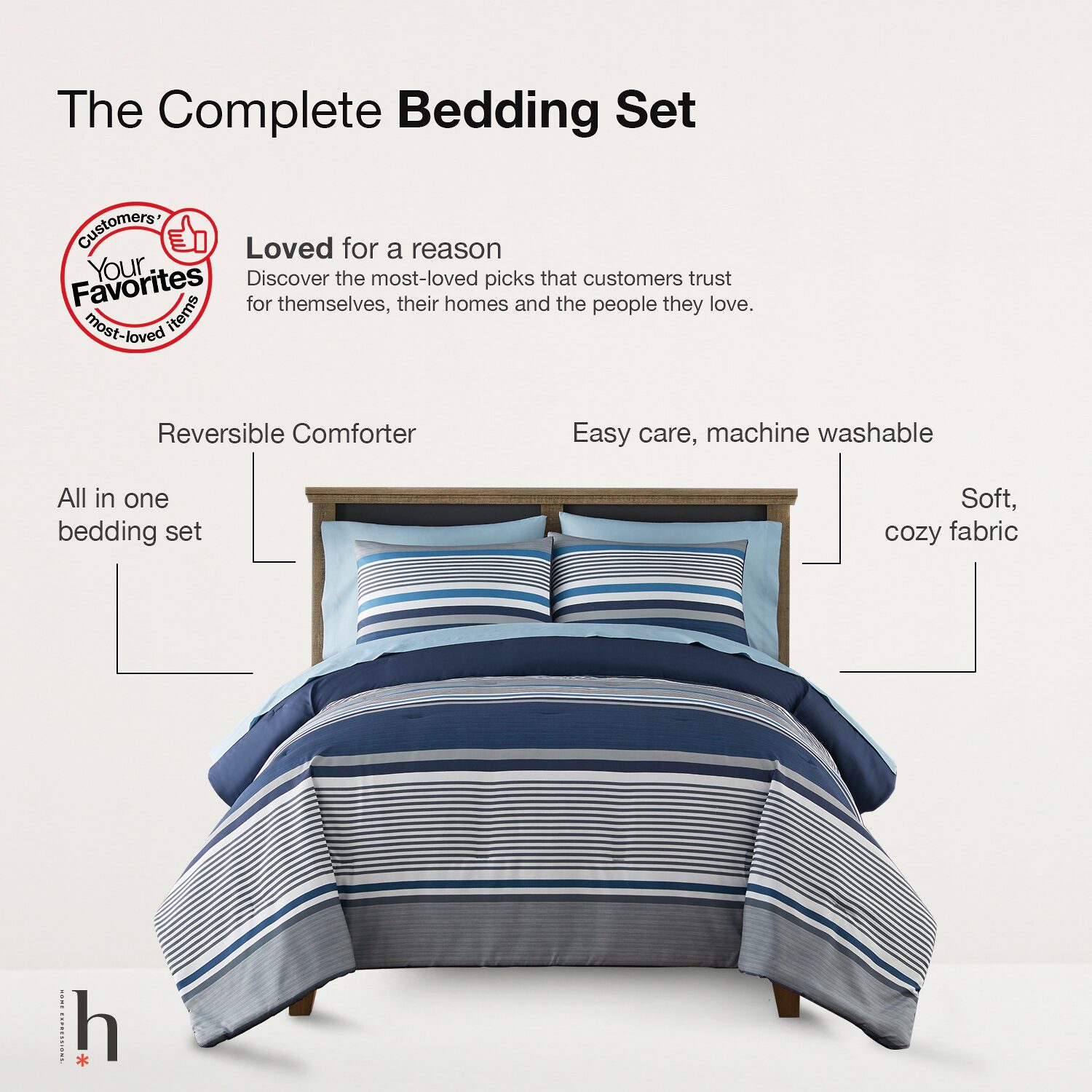 Home Expressions Ayden Geometric Reversible Complete Bedding Set with Sheets