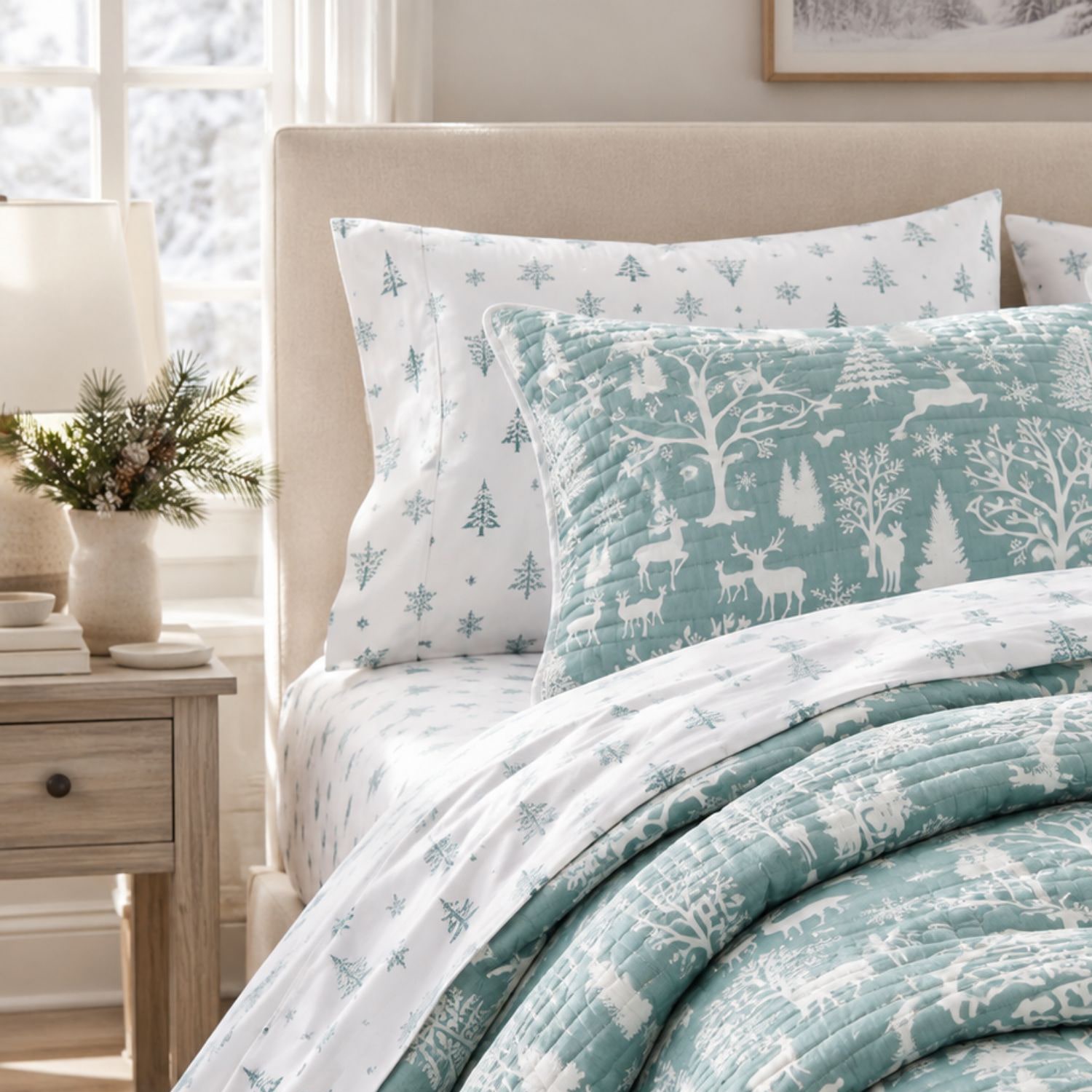 Linery Lodge Woods REVERSIBLE Quilt Set
