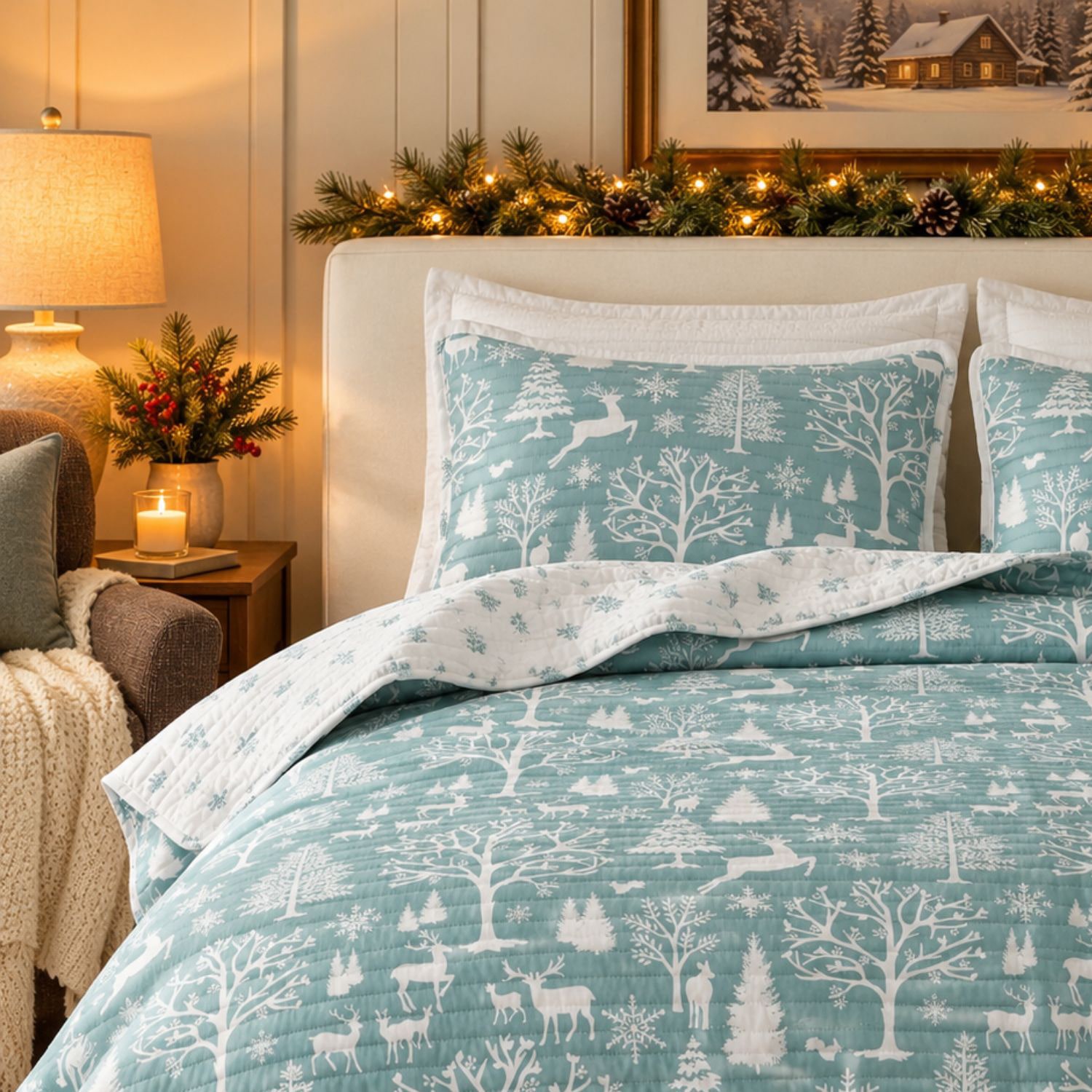 Linery Lodge Woods REVERSIBLE Quilt Set
