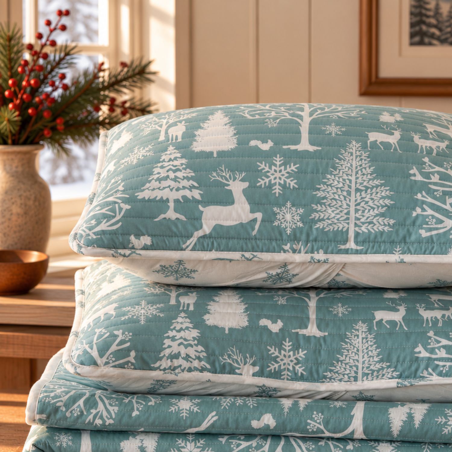 Linery Lodge Woods REVERSIBLE Quilt Set