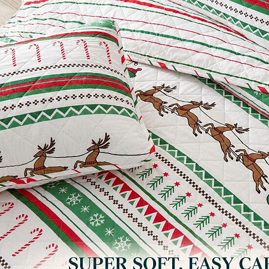 Linery Festive Christmas REVERSIBLE Quilt Set