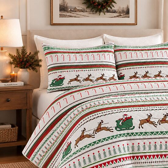 Linery Festive Christmas REVERSIBLE Quilt Set