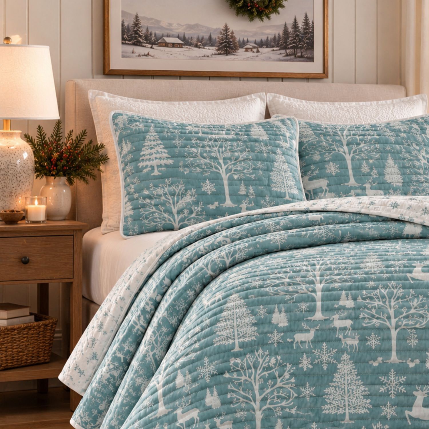 Linery Lodge Woods REVERSIBLE Quilt Set