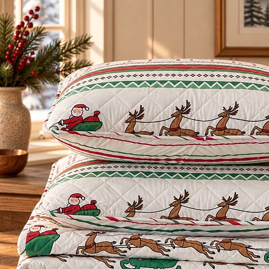 Linery Festive Christmas REVERSIBLE Quilt Set