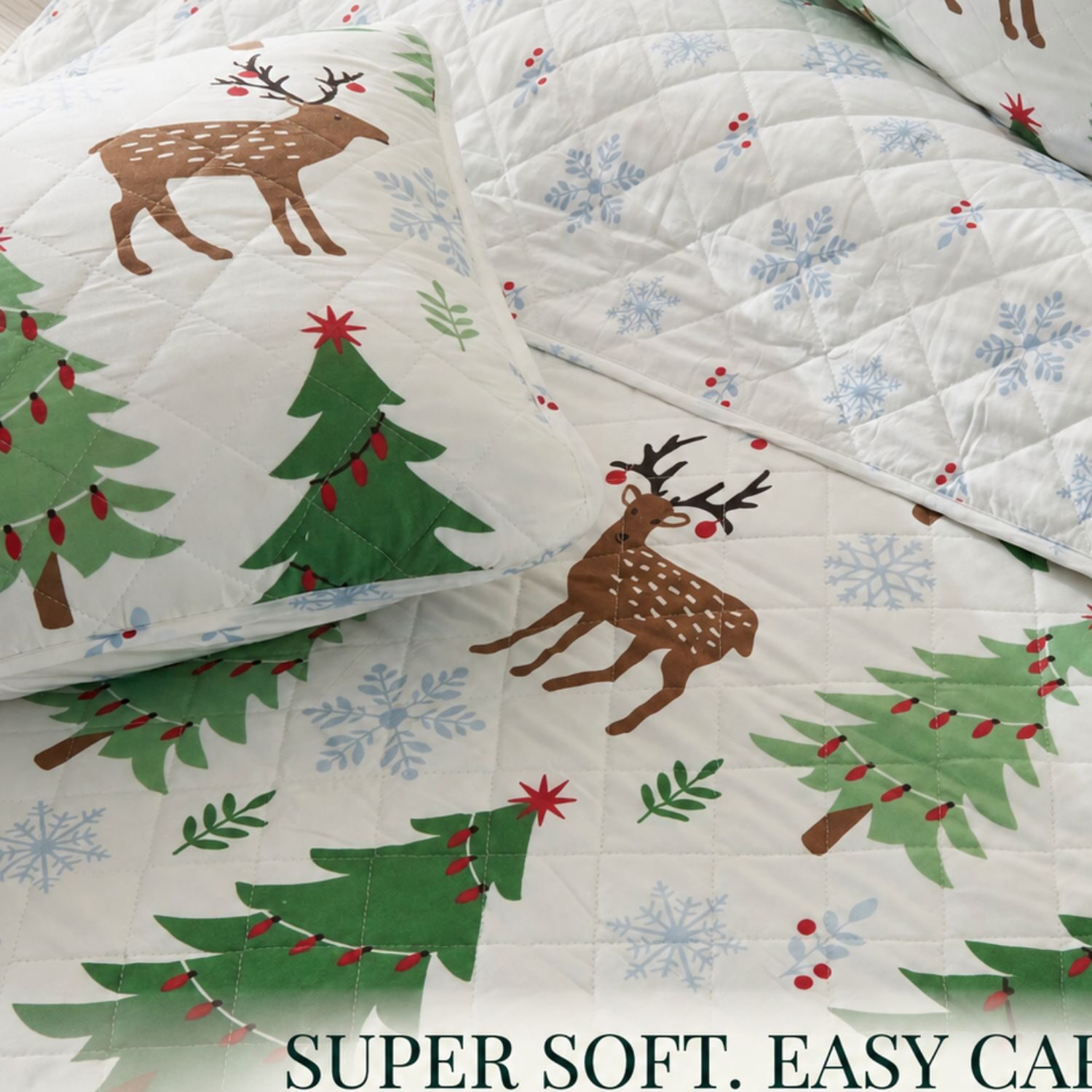 Linery Christmas Trees Reversible Quilt Set